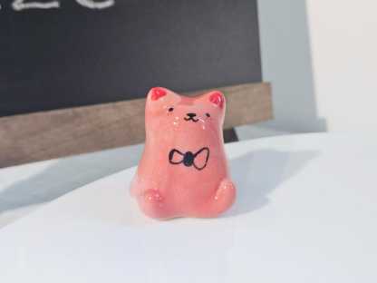 Ceramic Cat Figurine Whimsical Desktop Decor Small Size