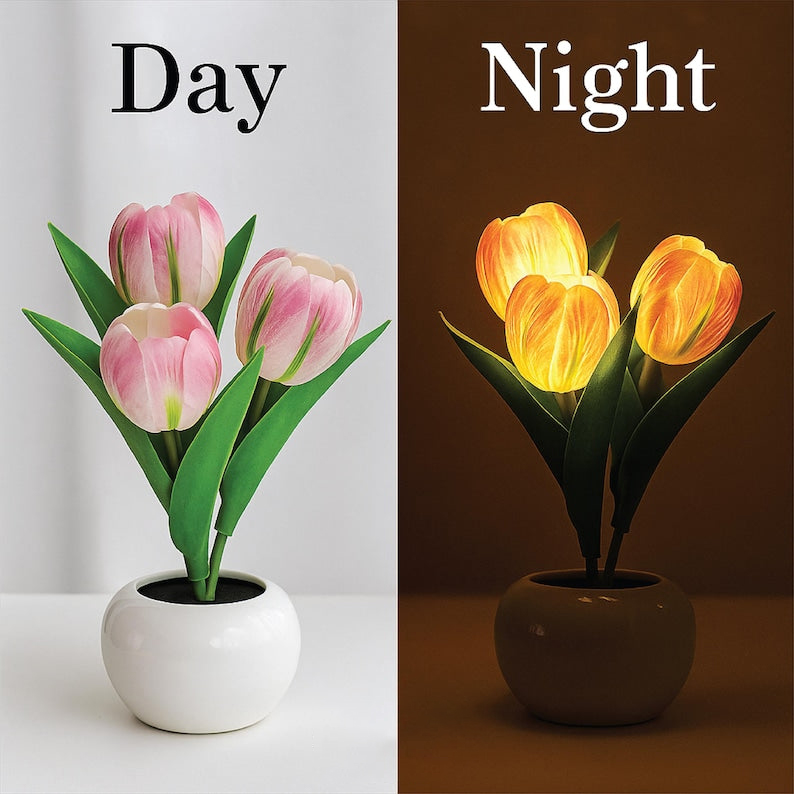 LED Tulip Night Light – USB Desk Lamp, Room Decor