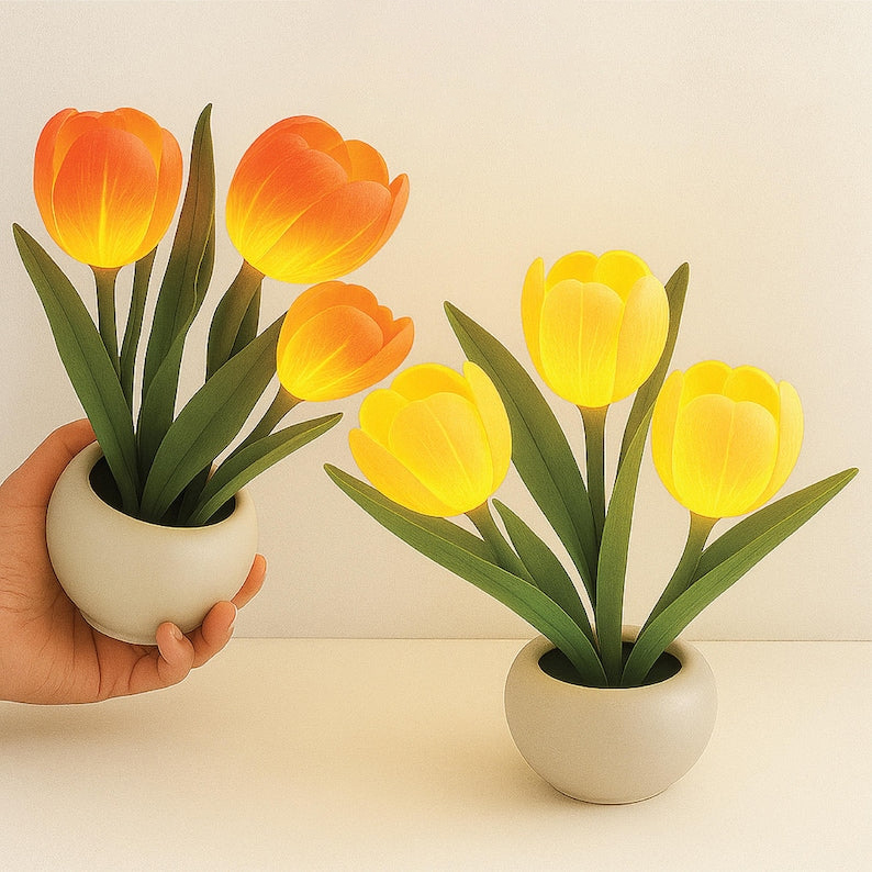 LED Tulip Night Light – USB Desk Lamp, Room Decor