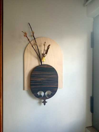 Modern Farmhouse Wall Decor, Vertical Hanging Wandvase Ebony Wood Bud Vase Wall Art, New Home Homeowner Gift, Wooden Cozy Rustic Decorations