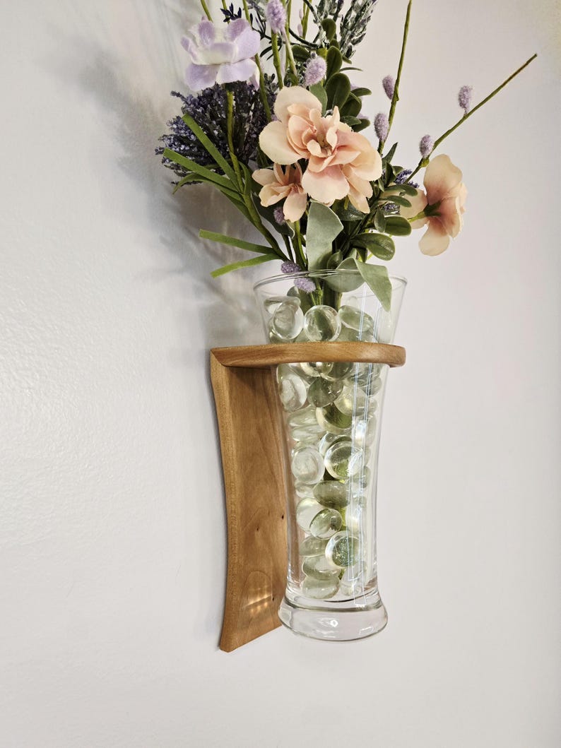 Minimalist Cherry Wood Wall Hanging Vase