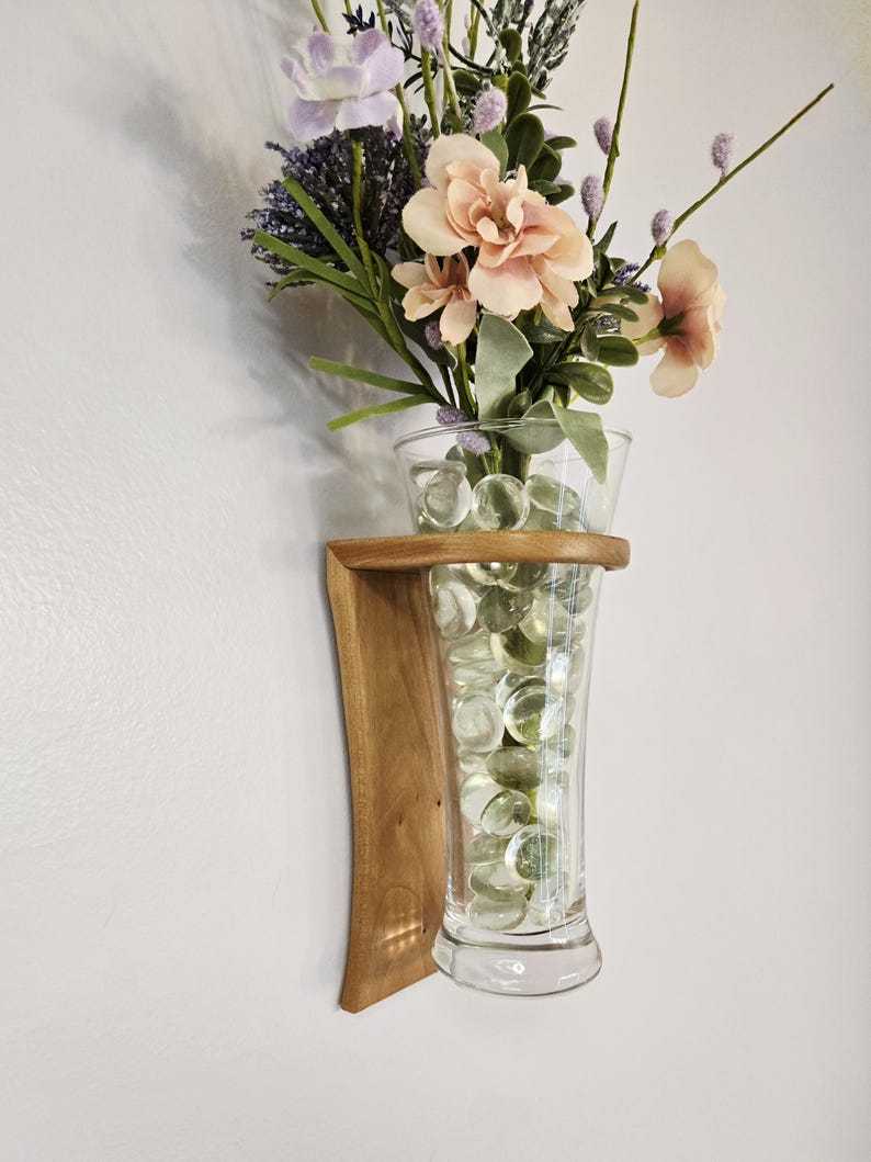 Minimalist Cherry Wood Wall Hanging Vase