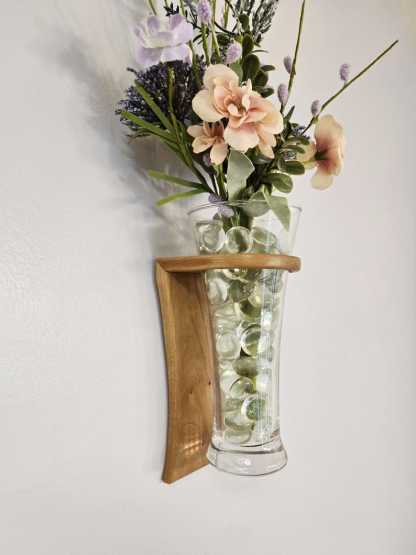 Minimalist Cherry Wood Wall Hanging Vase