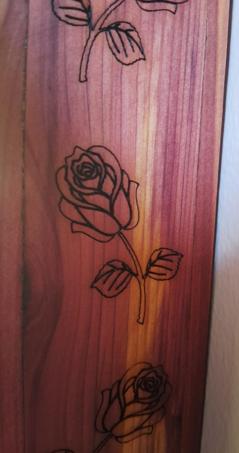 Wall Pocket Vase – Handmade Aromatic Cedar Wall Vase with Laser-Engraved Roses • Rustic Wood Wall Pocket Décor