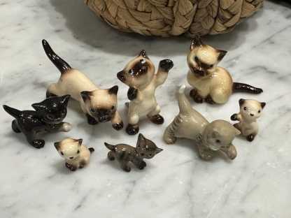 Miniature Cat and Kitten Figurines  Ceramic Animals