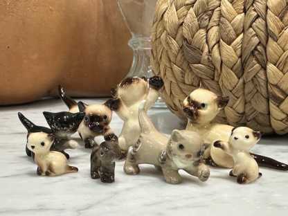 Miniature Cat and Kitten Figurines  Ceramic Animals