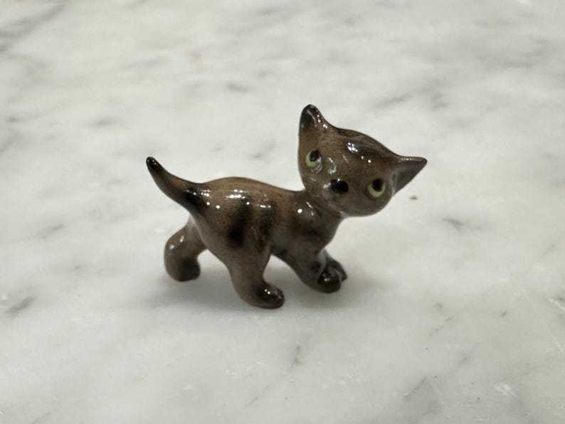 Miniature Cat and Kitten Figurines  Ceramic Animals