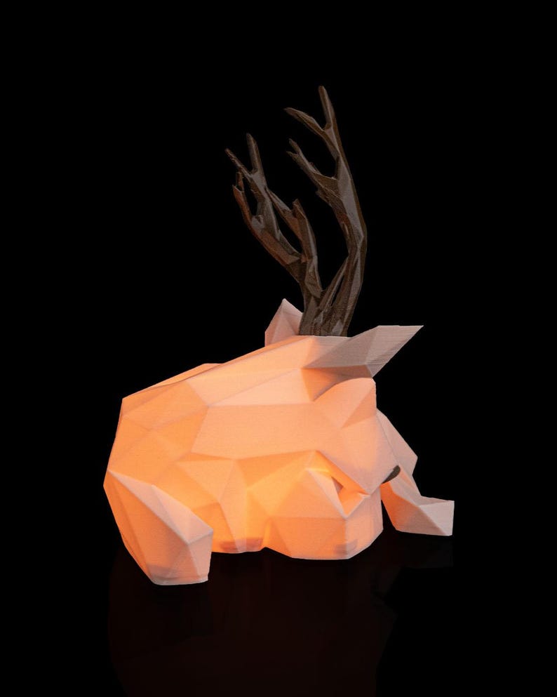 Low Poly Reindeer Night Light – 3D Printed Deer Decorative Lamps