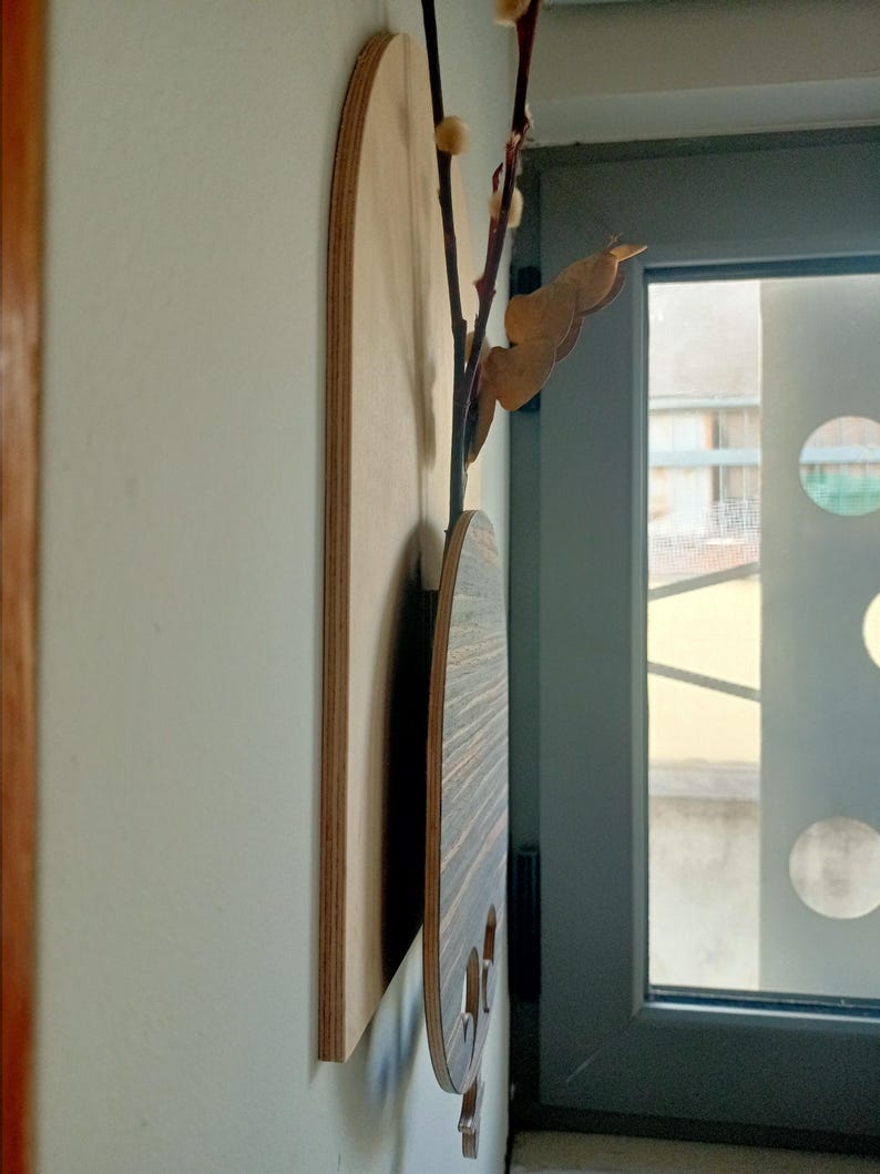 Modern Farmhouse Wall Decor, Vertical Hanging Wandvase Ebony Wood Bud Vase Wall Art, New Home Homeowner Gift, Wooden Cozy Rustic Decorations