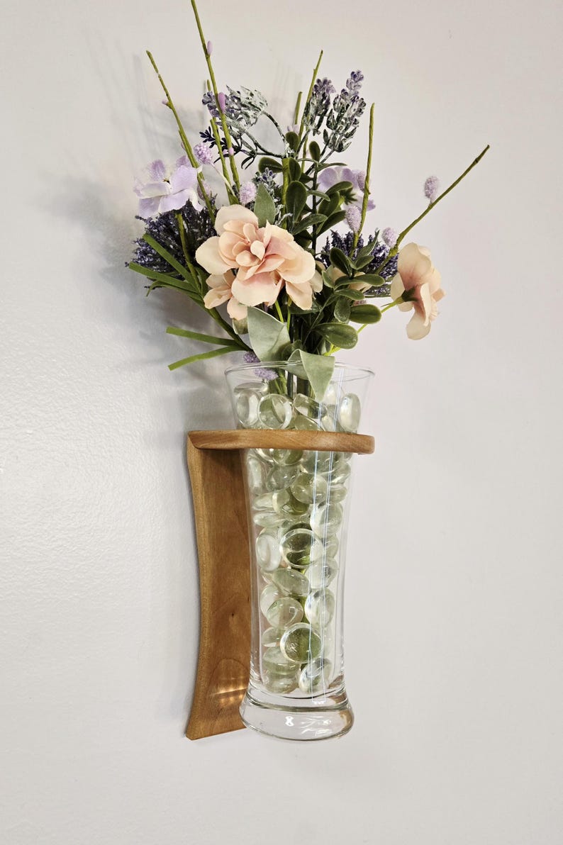 Minimalist Cherry Wood Wall Hanging Vase