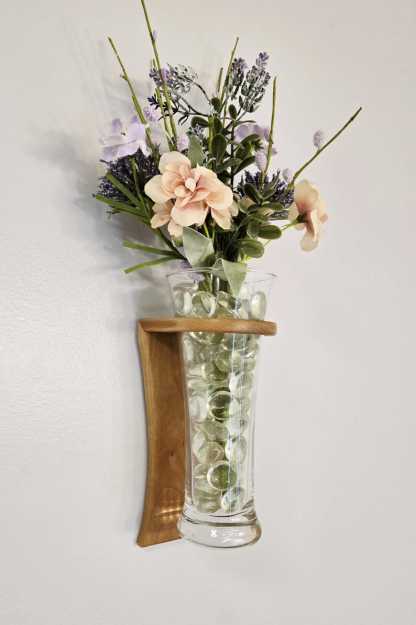 Minimalist Cherry Wood Wall Hanging Vase