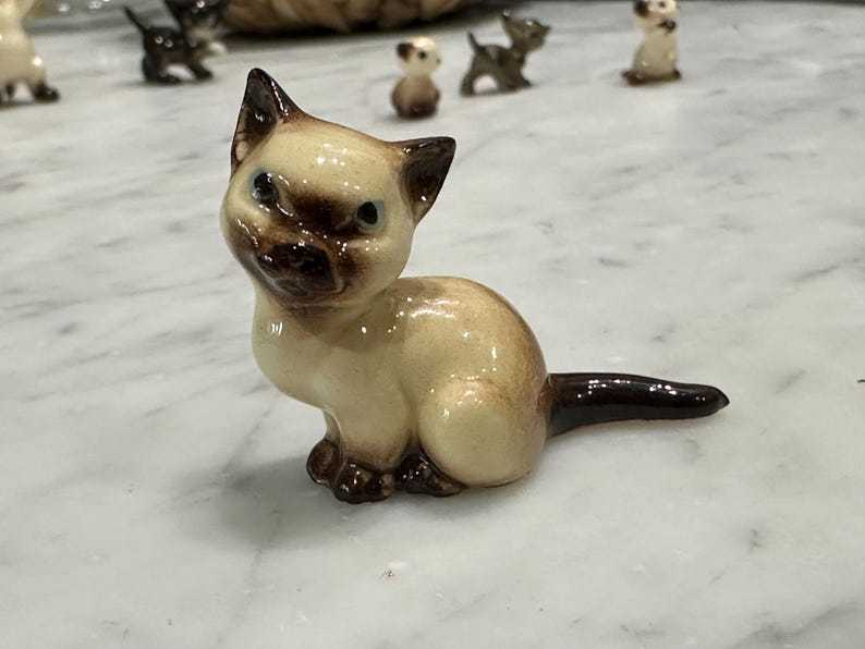 Miniature Cat and Kitten Figurines  Ceramic Animals