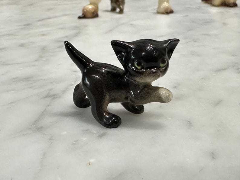 Miniature Cat and Kitten Figurines  Ceramic Animals