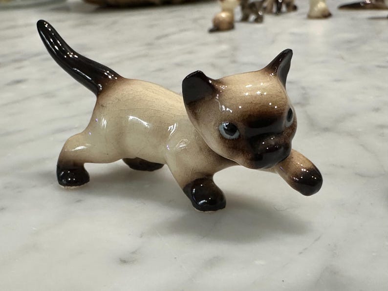Miniature Cat and Kitten Figurines  Ceramic Animals