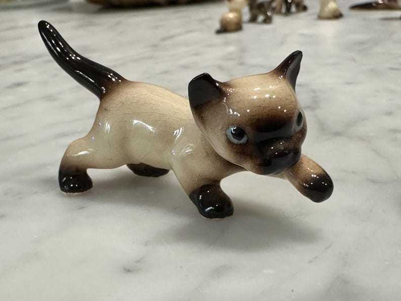 Miniature Cat and Kitten Figurines  Ceramic Animals