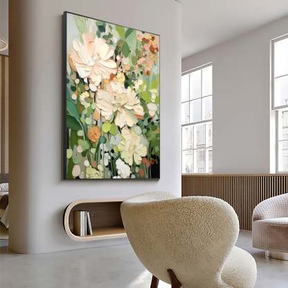 Garden Serenity Vibrant 3D Floral Texture Abstract Wall Art