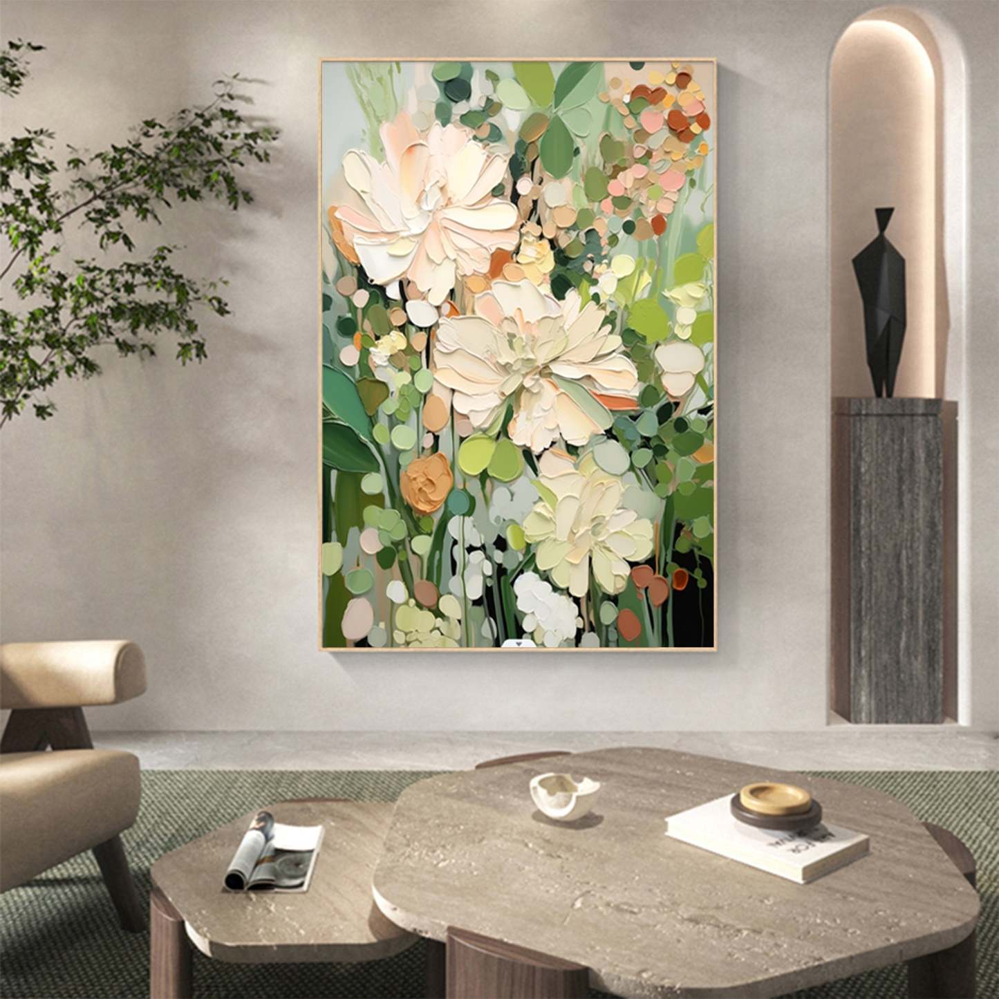 Garden Serenity Vibrant 3D Floral Texture Abstract Wall Art
