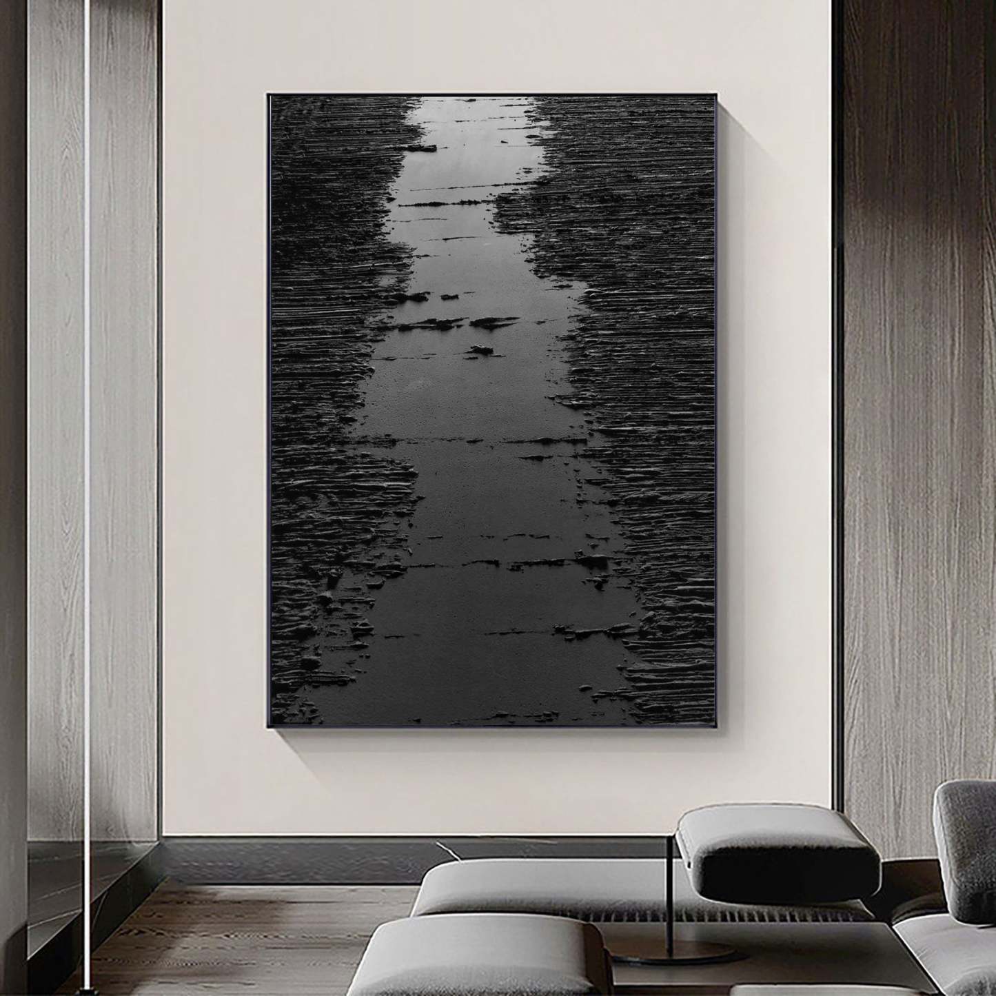 Texture Echo Rhythm Black Path Abstract Texture Wall Art