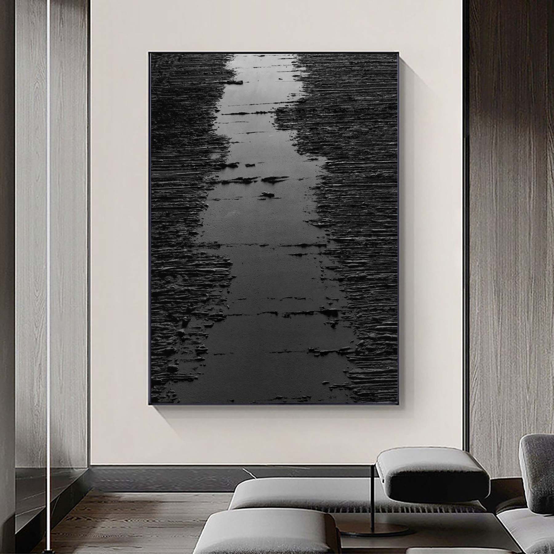 Texture Echo Rhythm Black Path Abstract Texture Wall Art