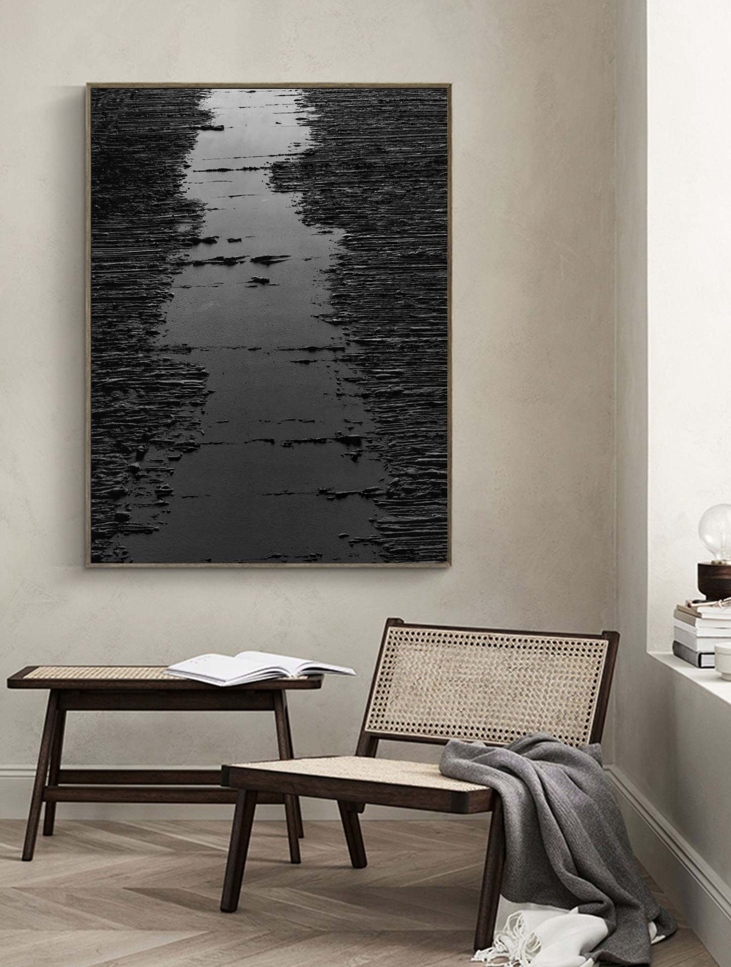 Texture Echo Rhythm Black Path Abstract Texture Wall Art