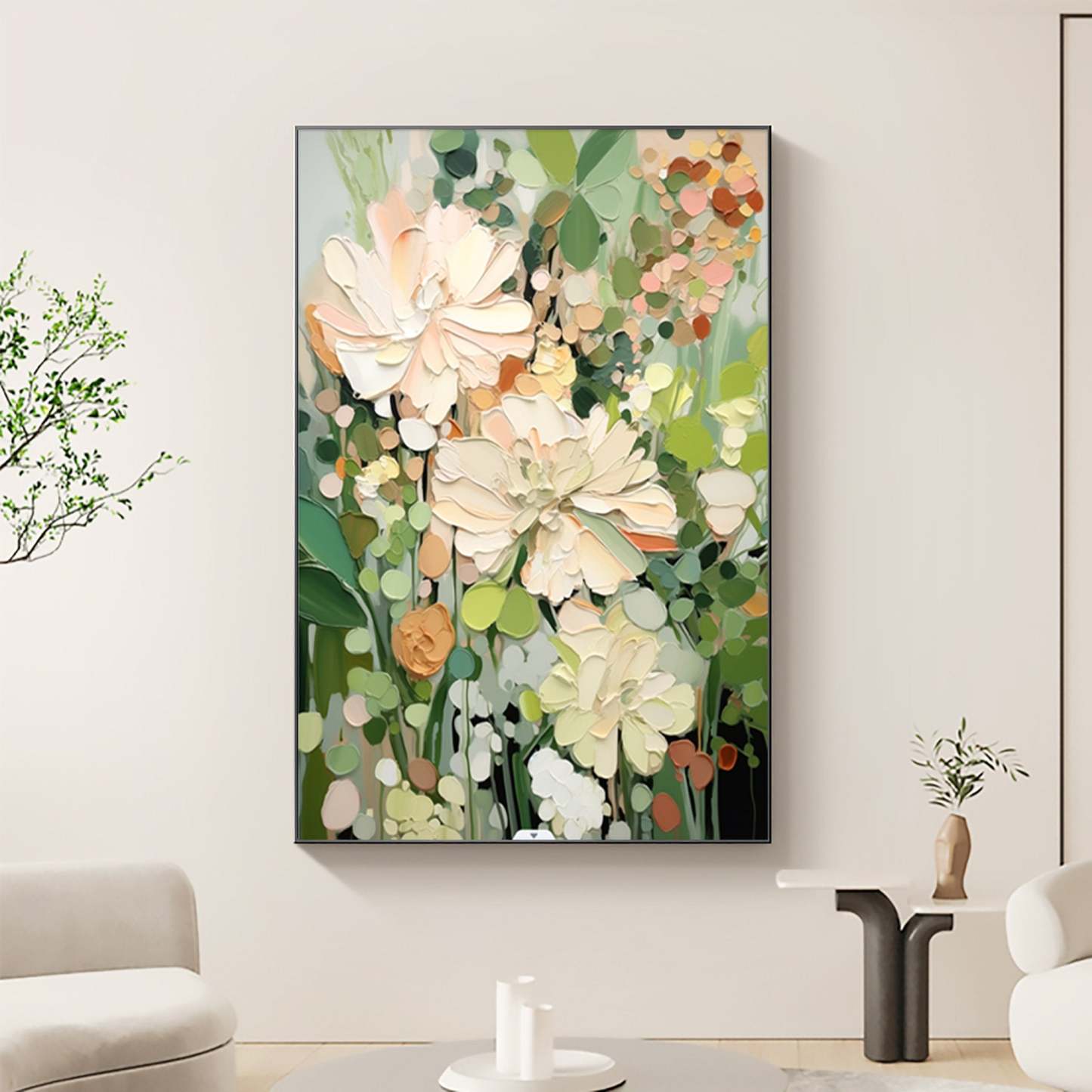 Garden Serenity Vibrant 3D Floral Texture Abstract Wall Art