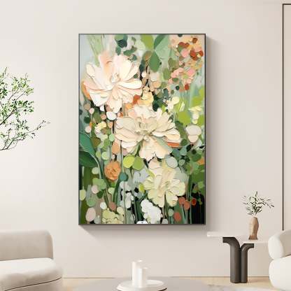 Garden Serenity Vibrant 3D Floral Texture Abstract Wall Art