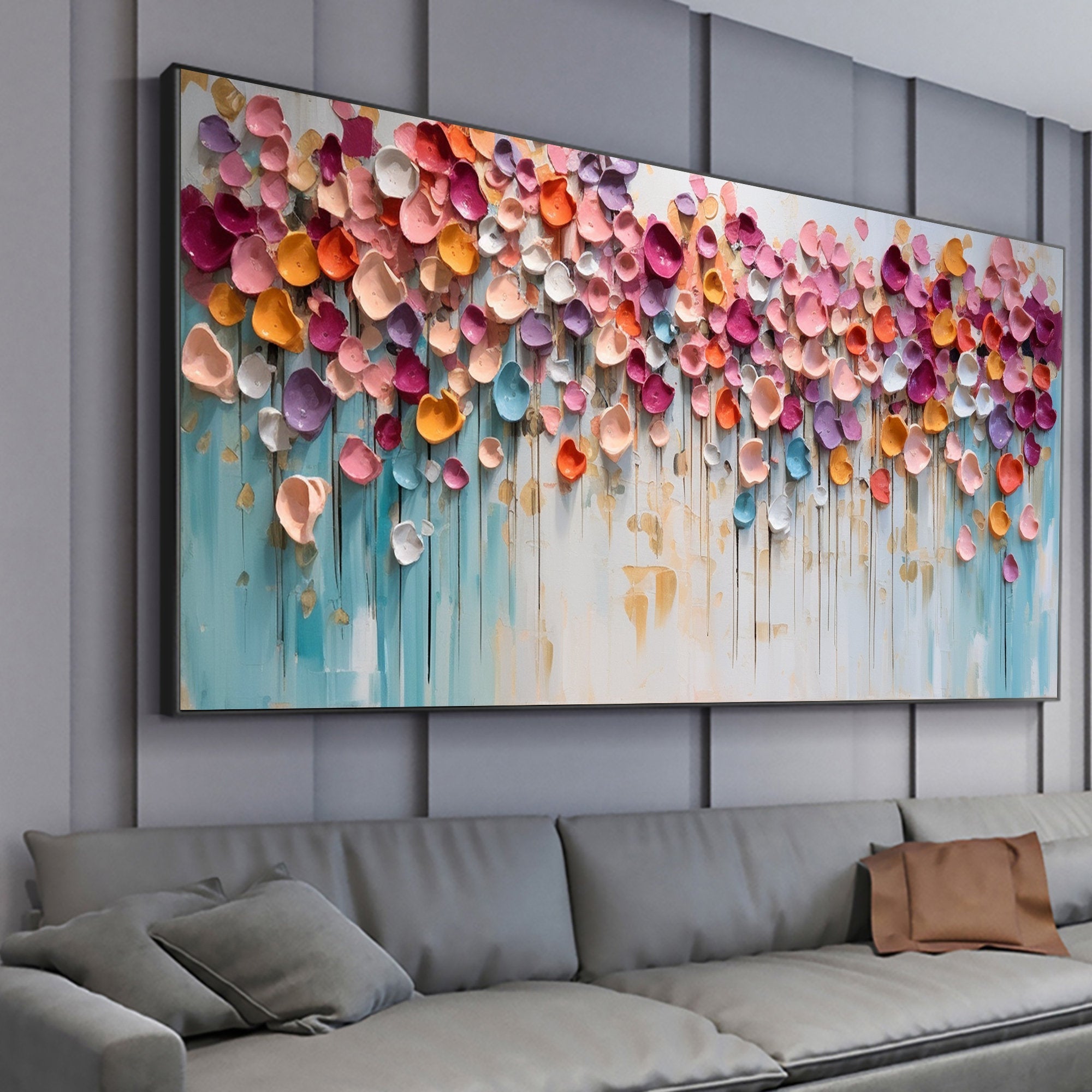 Blossoming Symphony Modern Colorful 3D Petal Abstract Wall Art