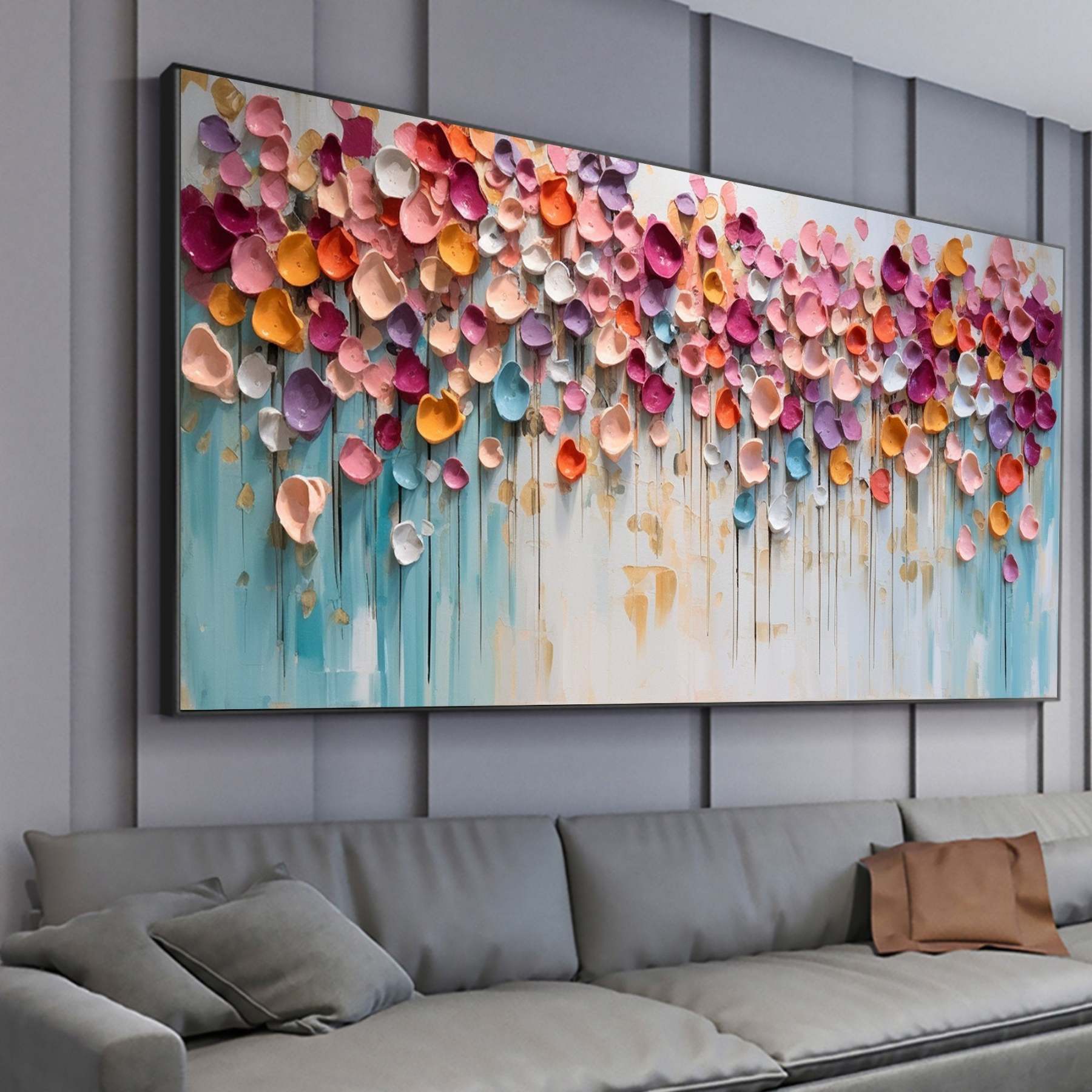 Blossoming Symphony Modern Colorful 3D Petal Abstract Wall Art
