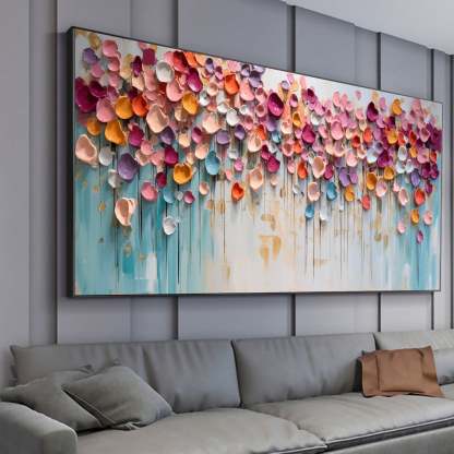 Blossoming Symphony Modern Colorful 3D Petal Abstract Wall Art