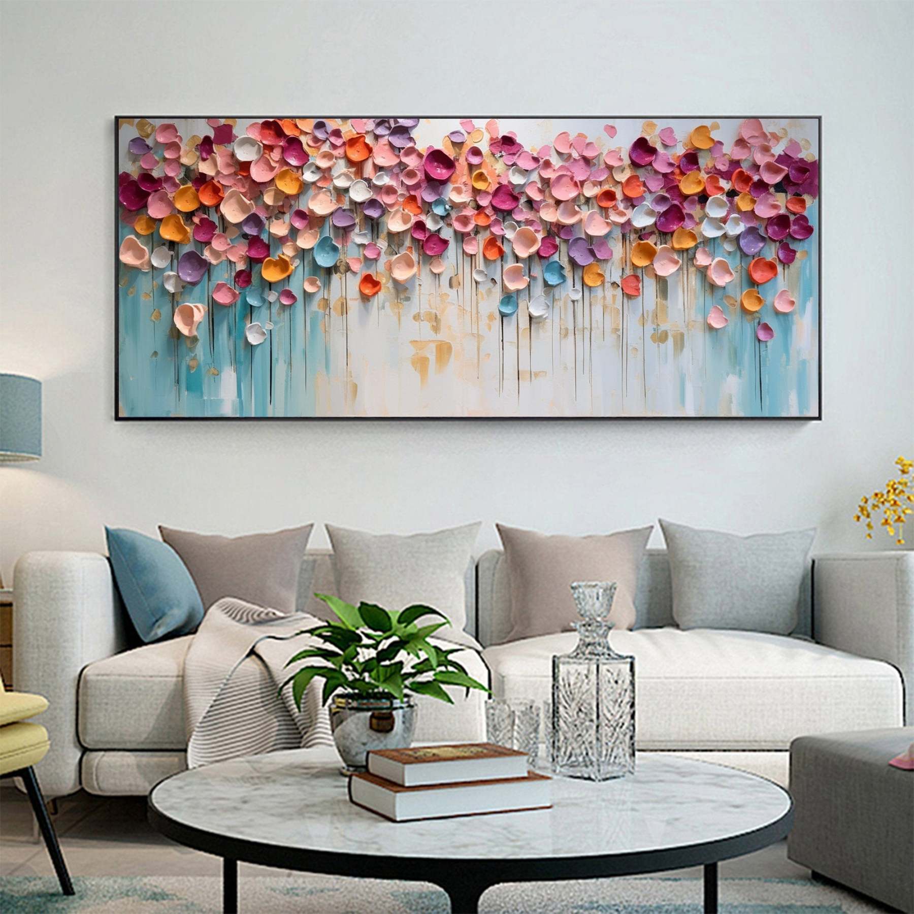 Blossoming Symphony Modern Colorful 3D Petal Abstract Wall Art