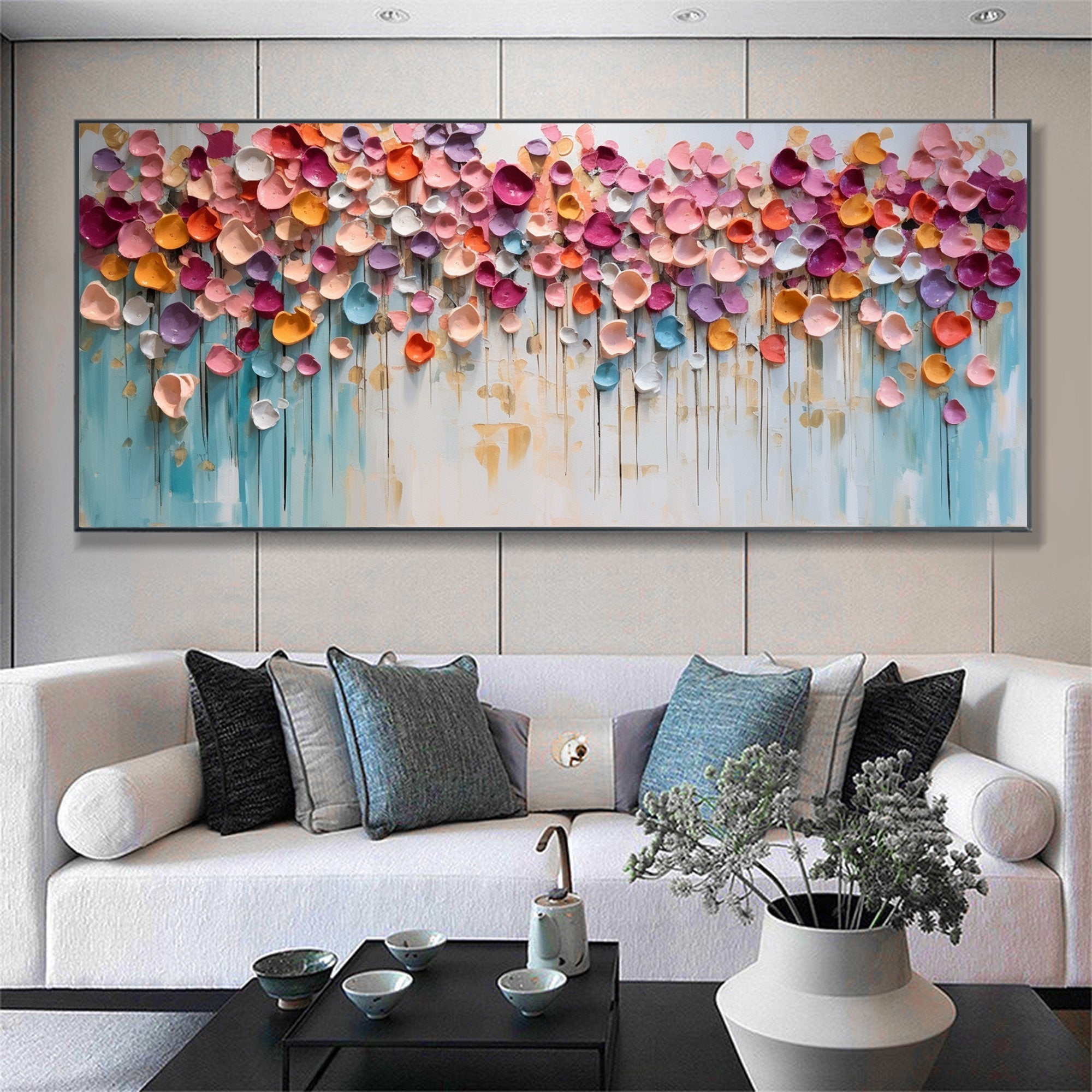 Blossoming Symphony Modern Colorful 3D Petal Abstract Wall Art