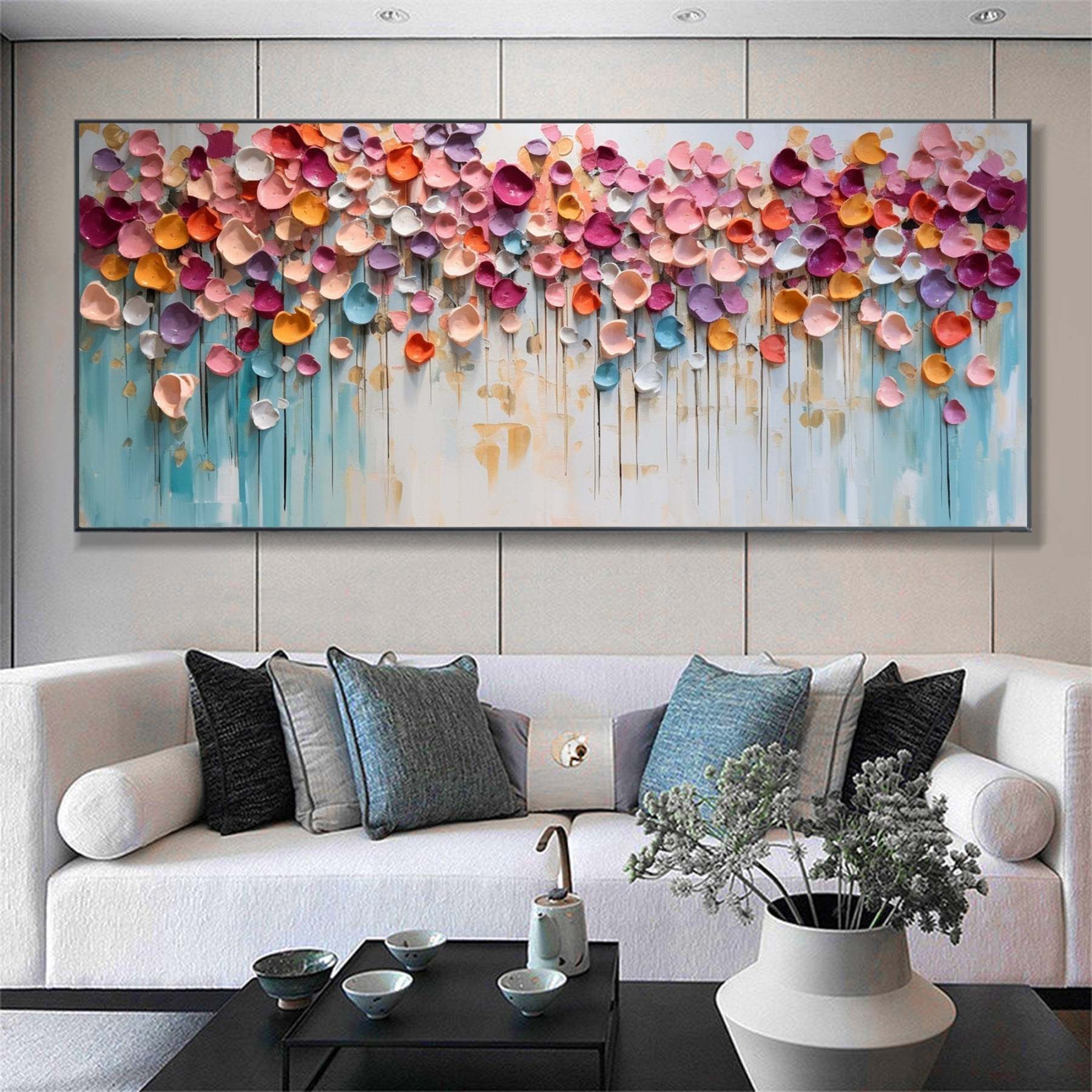 Blossoming Symphony Modern Colorful 3D Petal Abstract Wall Art