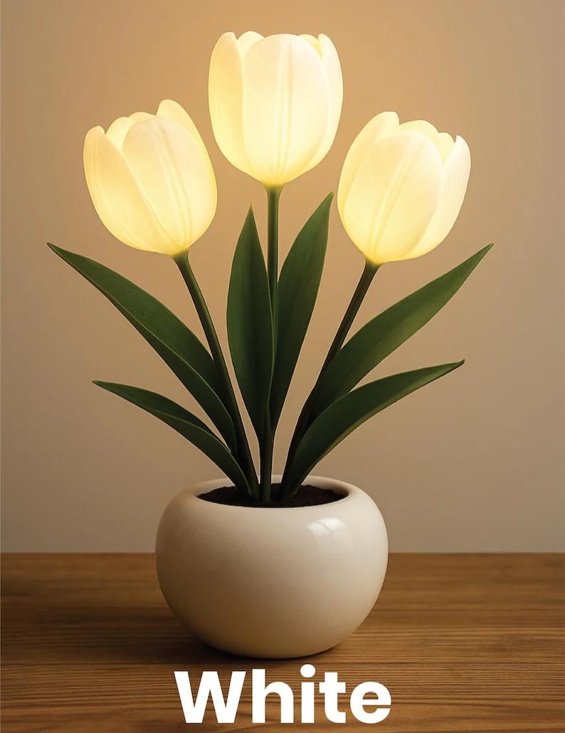 LED Tulip Night Light – USB Desk Lamp, Room Decor