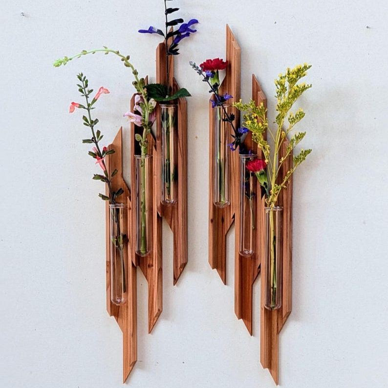Redwood Wall Vase Boho Modern Plant Sconce