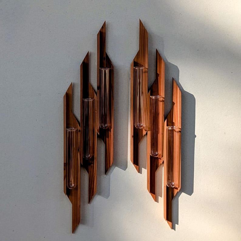 Redwood Wall Vase Boho Modern Plant Sconce