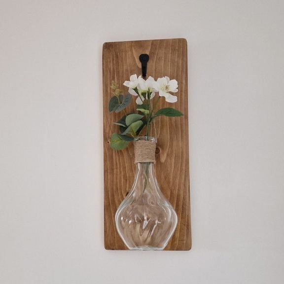 Wall Hanging Vase Rustic Wooden Wall Decor Art