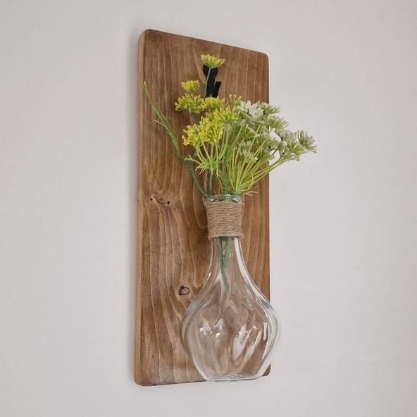 Wall Hanging Vase Rustic Wooden Wall Decor Art