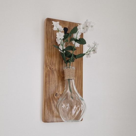 Wall Hanging Vase Rustic Wooden Wall Decor Art