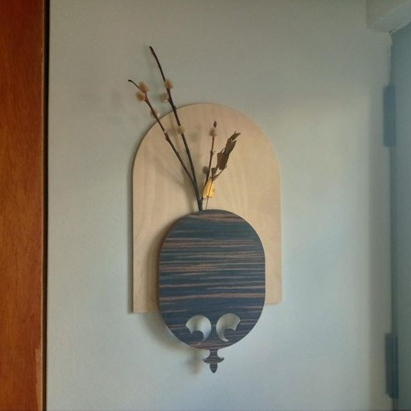 Modern Farmhouse Wall Decor, Vertical Hanging Wandvase Ebony Wood Bud Vase Wall Art, New Home Homeowner Gift, Wooden Cozy Rustic Decorations