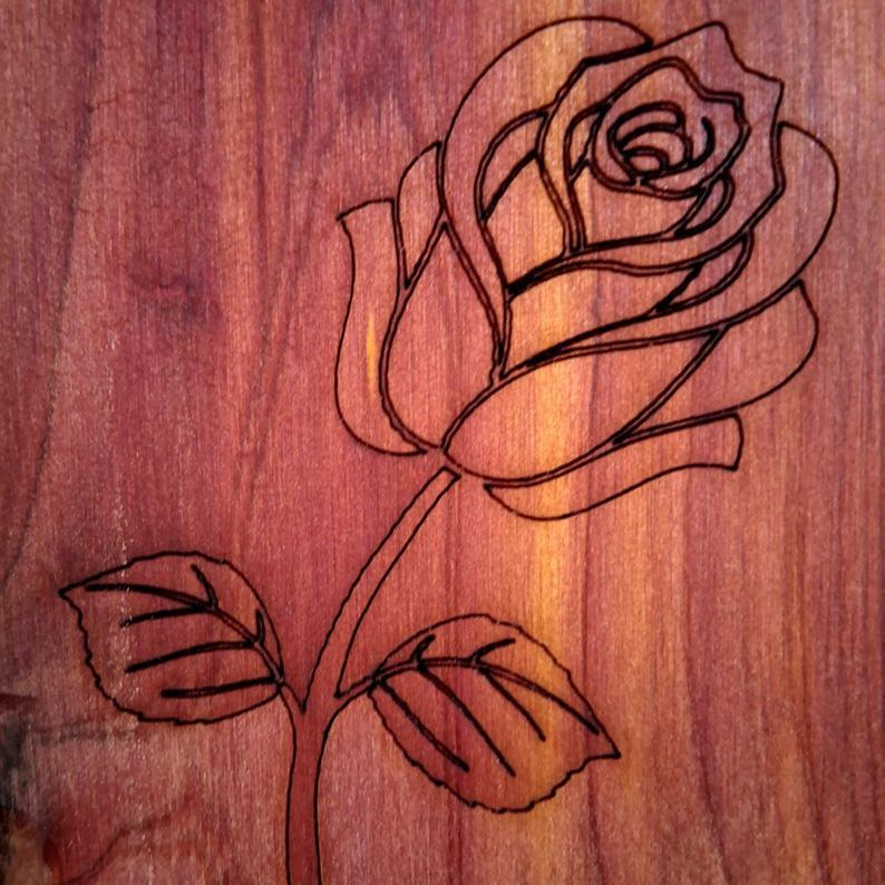 Wall Pocket Vase – Handmade Aromatic Cedar Wall Vase with Laser-Engraved Roses • Rustic Wood Wall Pocket Décor