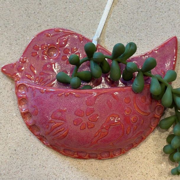 Bird Shaped Air Plant Wall Pocket / Small Wall Vase Planter Holder / Cute Ceramics Decor nClay, Air Fern - 3 1/2" x 5” Msg w/color request