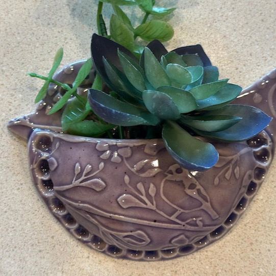 Bird Shaped Air Plant Wall Pocket / Small Wall Vase Planter Holder / Cute Ceramics Decor nClay, Air Fern - 3 1/2" x 5” Msg w/color request