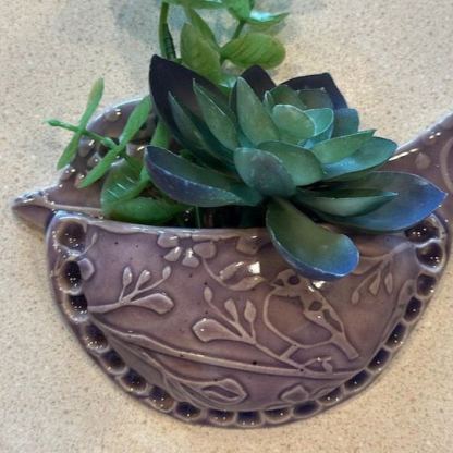 Bird Shaped Air Plant Wall Pocket / Small Wall Vase Planter Holder / Cute Ceramics Decor nClay, Air Fern - 3 1/2" x 5” Msg w/color request