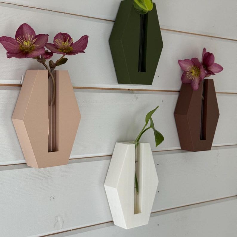 Geometric Wall Planter: 3D Printed Propagation Station with Glass Tube