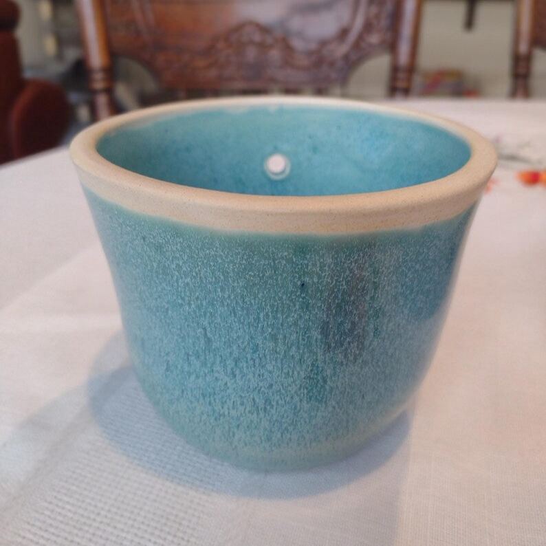 Ceramic Wall Pocket, Ceramic Vase, Ceramic Wall Vase, Ceramic Wall Sconce, Hanging Plant Holder, Simplicity Turquoise Rain
