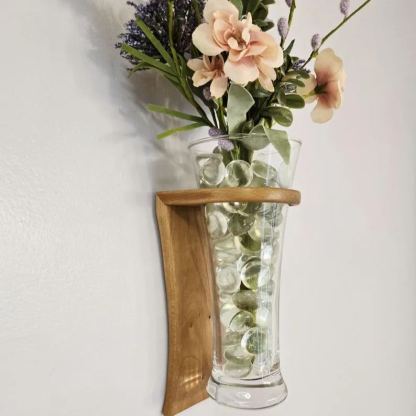Minimalist Cherry Wood Wall Hanging Vase