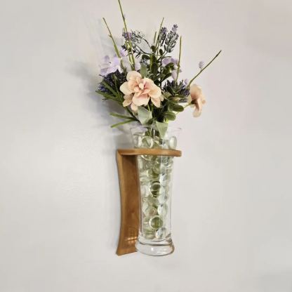 Minimalist Cherry Wood Wall Hanging Vase