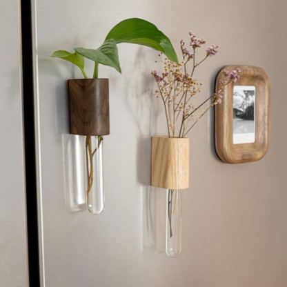 Magnetic Propagation Vase Wood Test Tube Vase Walnut or Oak