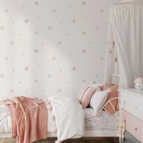 Cassie floral wall sticker, retro style removable flower sticker