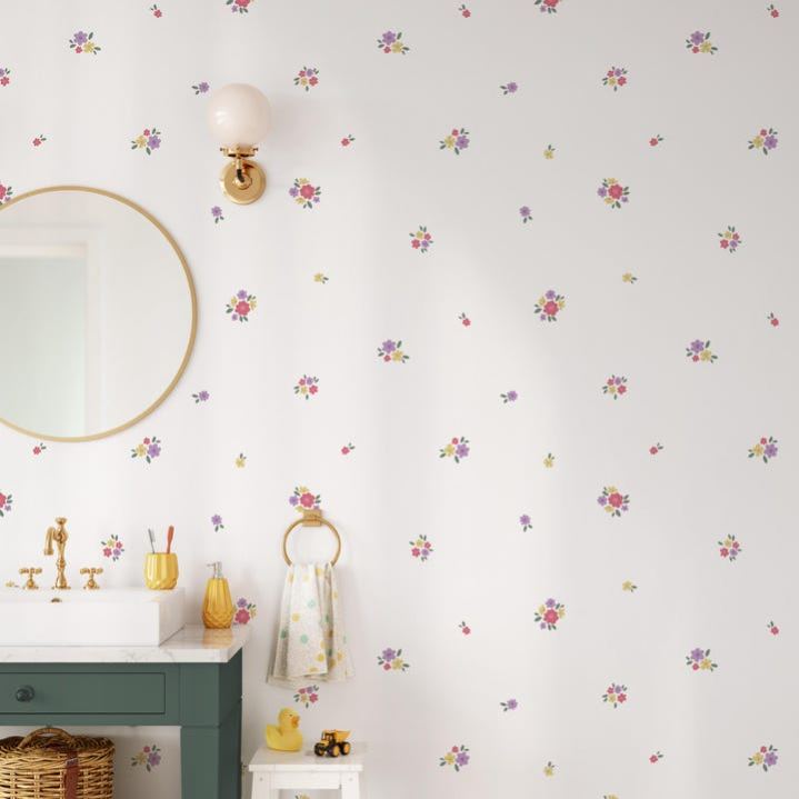 Cassie floral wall sticker, retro style removable flower sticker